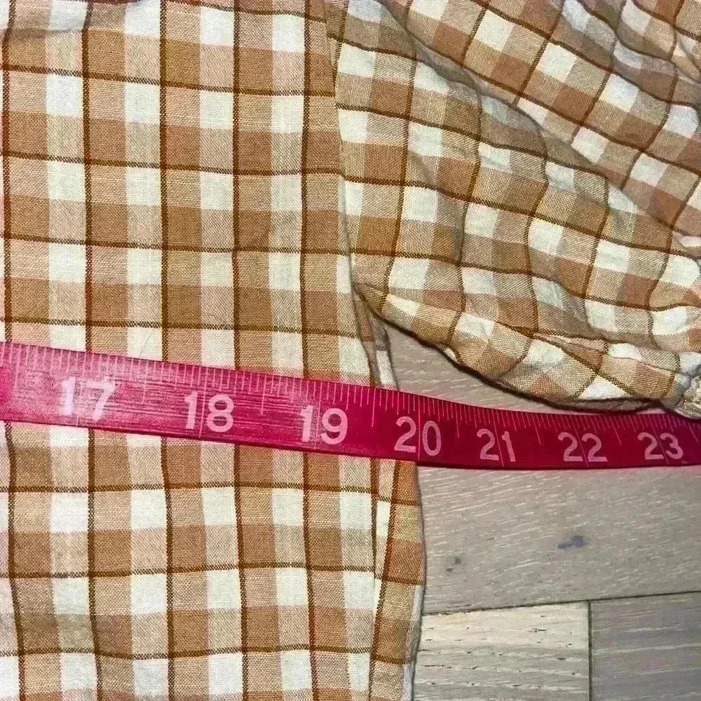 Madewell Crinkle Cotton Bubble-Sleeve Popover Shirt in Check XS - Picture 8 of 10